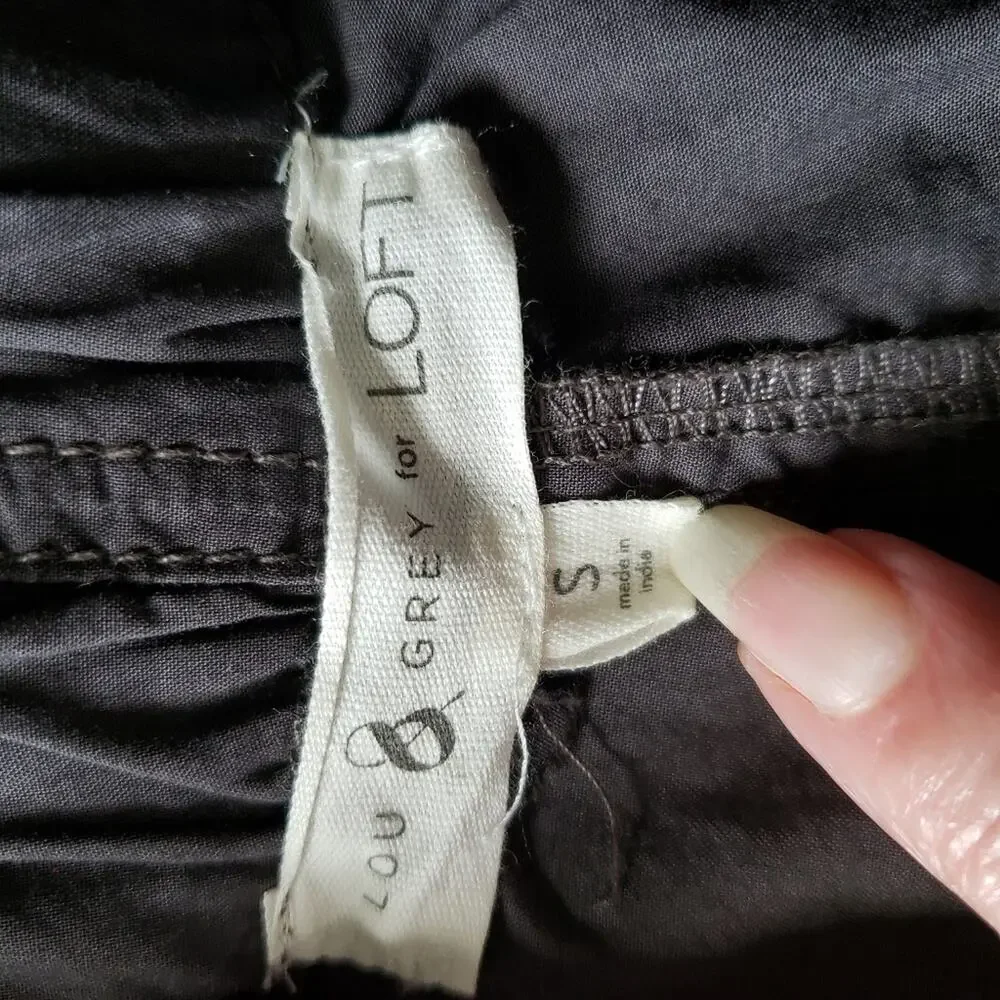 Lou & Grey for LOFT Elasticized Waistband Tie High Rise Gray Cotton Shorts Small - Picture 7 of 9